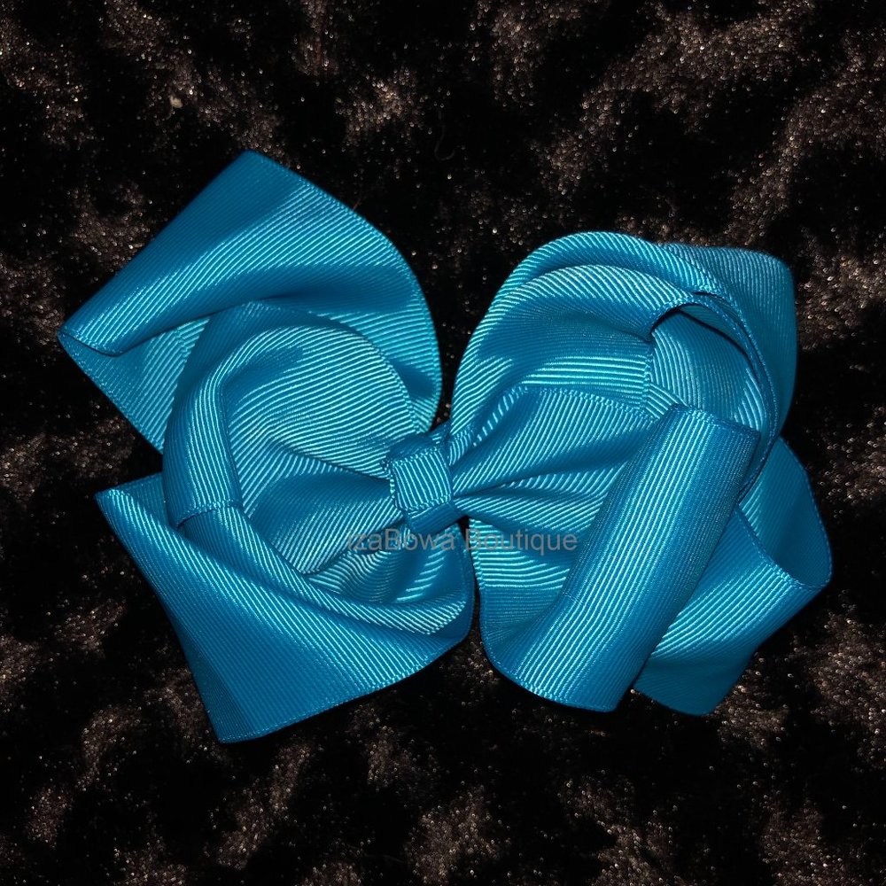 Teal 6" Double Stacked Boutique Bows   (2) 5B2202  Handmade NWT Boutique